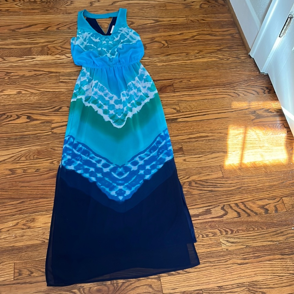 SOLD Banana Republic Blue and Green Dyed Maxi Dress